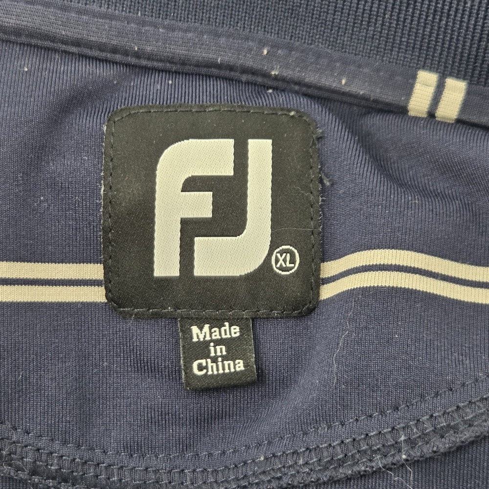 FootJoy Men's Polo Shirt XL Navy Blue Striped Short Sleeve Golf Logo EUC - Picture 5 of 7